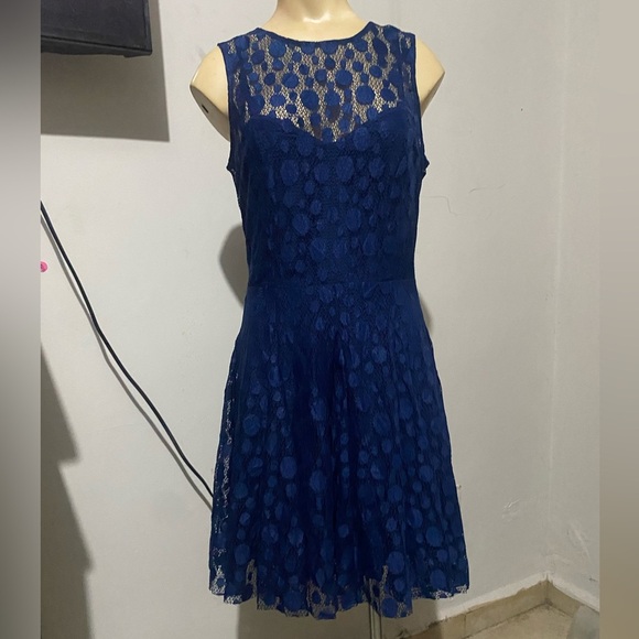 Armani Exchange Blue Fit and Flare Mini Dress - Picture 12 of 13